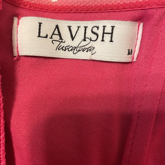 Lavish Pink Ruffle Strapless Romper - Picture 4 of 6